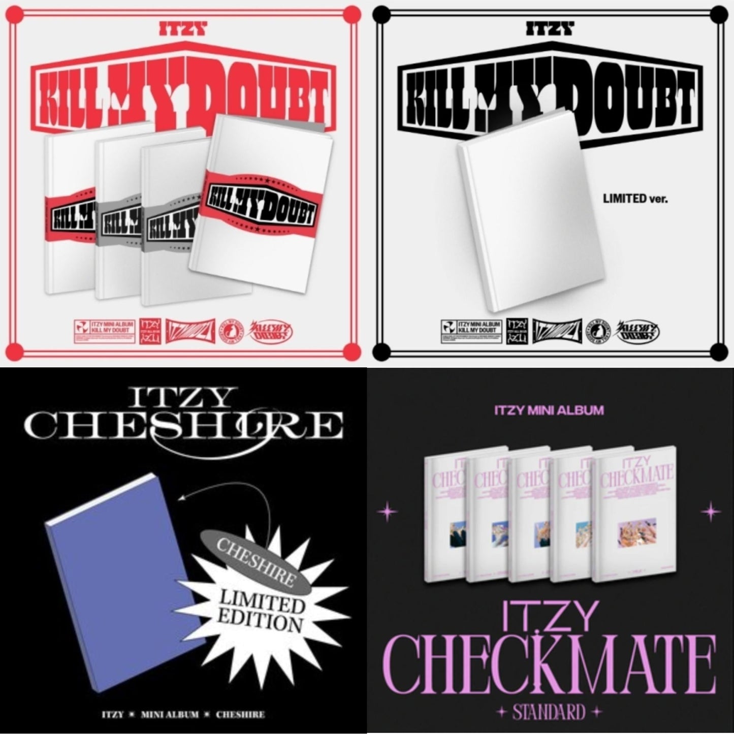 This is a 4 CD SKU bundle.
1.This CD is brand new.Format: CDMusic Style: K-popThis item's title is: Kill My Doubt (Standard)Artist: ItzyLabel: JYP ENT.Barcode: 8809755505400Release Date: 7/31/2023
2.This CD is brand new.