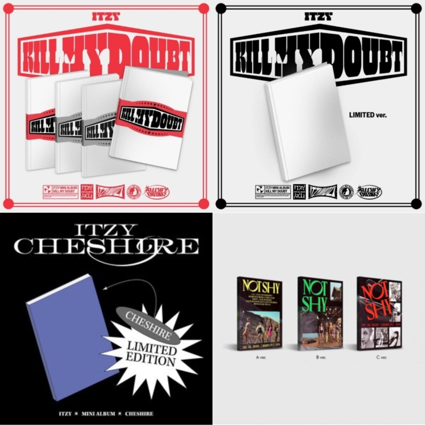 This is a 4 CD SKU bundle.
1.This CD is brand new.Format: CDMusic Style: K-popThis item's title is: Kill My Doubt (Standard)Artist: ItzyLabel: JYP ENT.Barcode: 8809755505400Release Date: 7/31/2023
2.This CD is brand new.