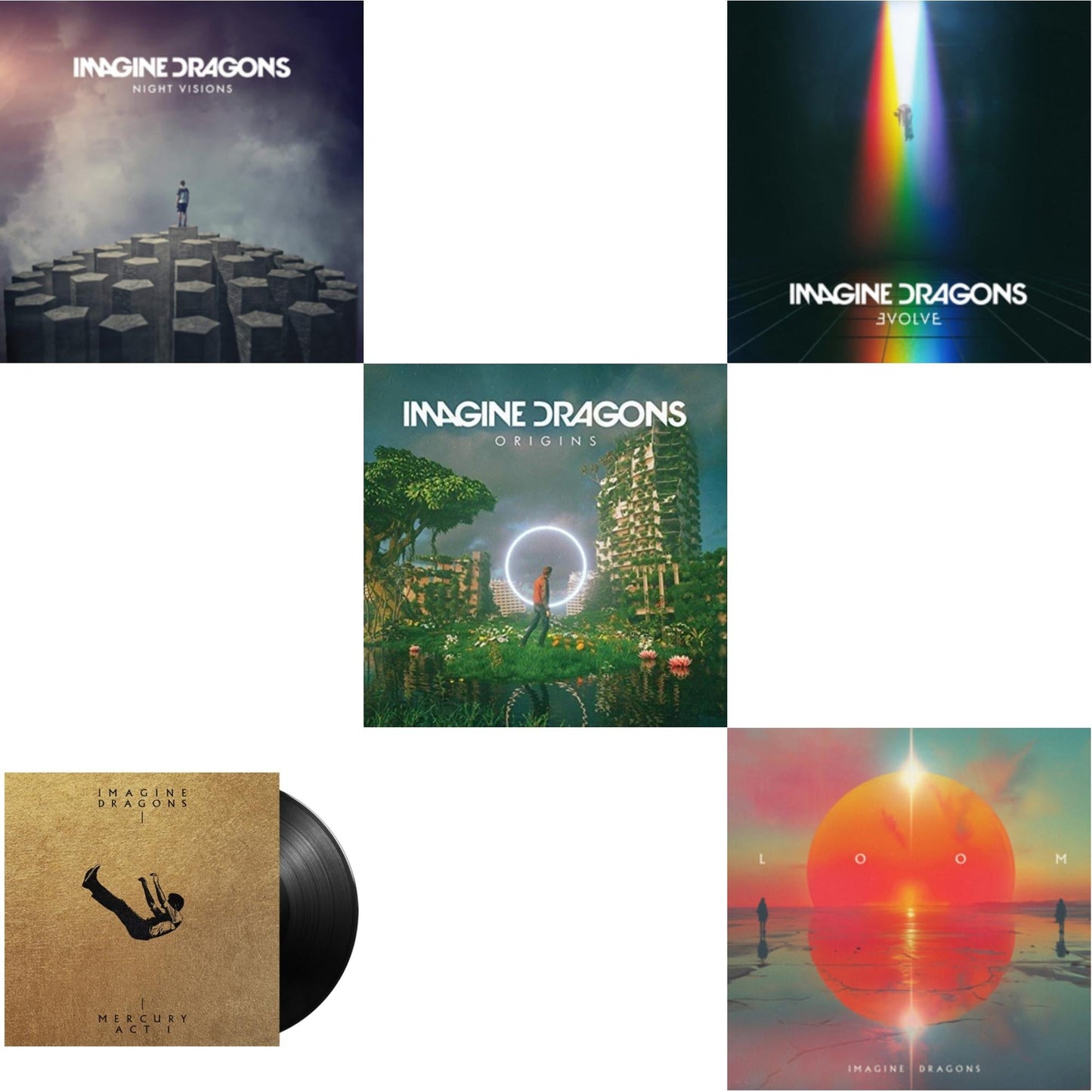 Mercury – Act 1 & Loom (Translucent Coke Bottle Green LP Vinyl) & Night Visions & Evolve & Origins (2 LP)
