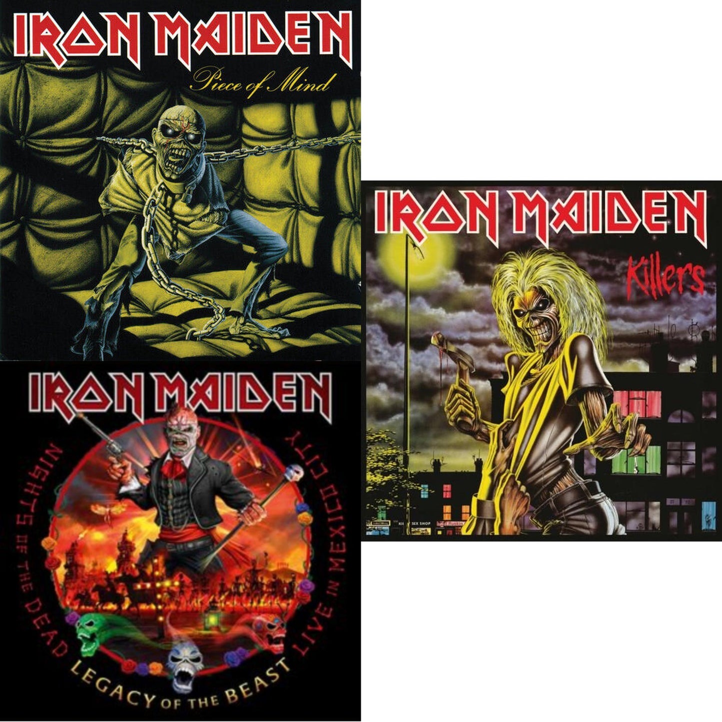 This is a 3 LP Vinyl SKU bundle.
1.This LP Vinyl is brand new.Format: LP VinylMusic Style: Heavy MetalThis item's title is: Piece Of MindArtist: Iron MaidenLabel: SANCTUARY RECORDS (BMG)Barcode: 881034121516Release Date: 6/1/2012
2.This LP Vinyl is brand new.