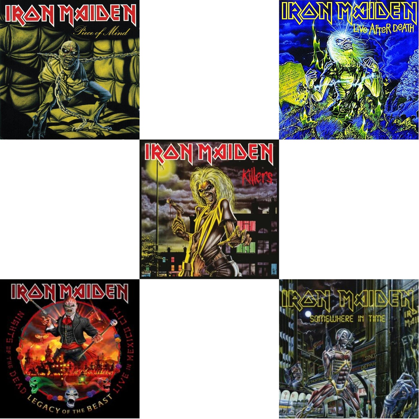 This is a 5 LP Vinyl SKU bundle.
1.This LP Vinyl is brand new.Format: LP VinylMusic Style: Heavy MetalThis item's title is: Piece Of MindArtist: Iron MaidenLabel: SANCTUARY RECORDS (BMG)Barcode: 881034121516Release Date: 6/1/2012
2.This LP Vinyl is brand new.