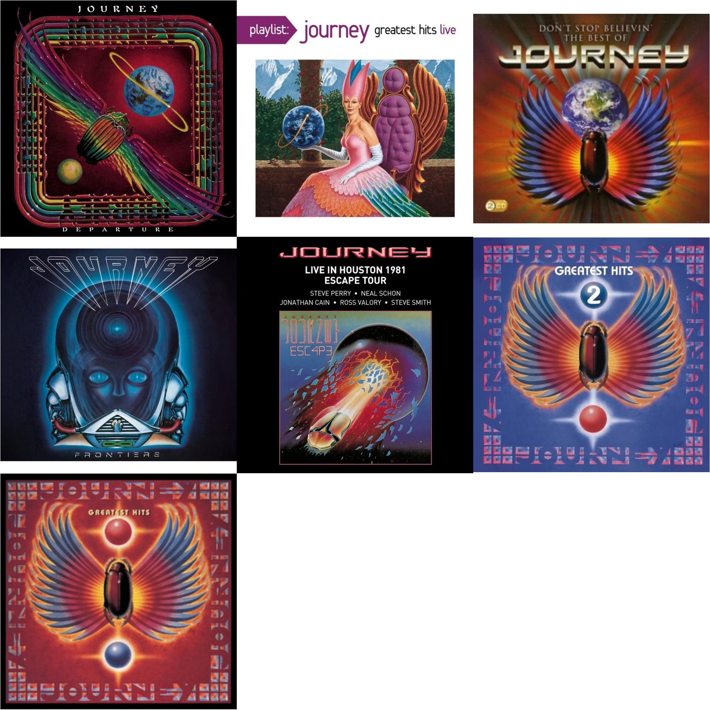Greatest Hits & Departure & Dont Stop Believin: Best Of & Journey's Greatest Hits Vol.2 & Playlist: Journey Greatest Hits Live & Frontiers & Live In Houston 1981: The Escape Tour