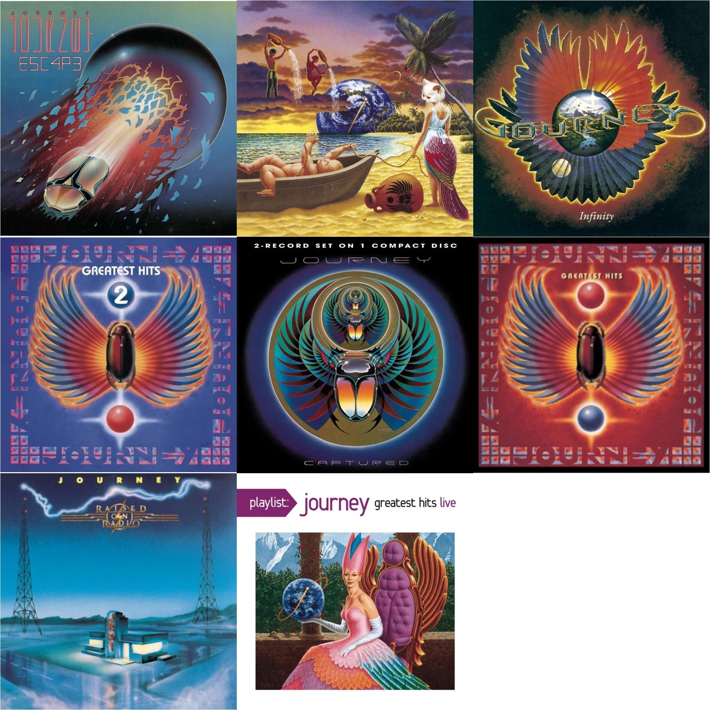 Greatest Hits & Trial By Fire & Raised On Radio & Journey's Greatest Hits Vol.2 & Captured & Infinity & Escape & Playlist: Journey Greatest Hits Live
