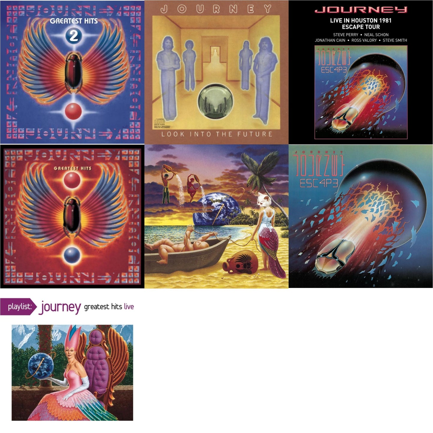 This is a 7 CD SKU bundle.
1.This CD is brand new.Format: CDMusic Style: Folk RockThis item's title is: Journey's Greatest Hits Vol.2Artist: JourneyLabel: Stiff RecordsBarcode: 886977798627Release Date: 11/1/2011
2.This CD is brand new.