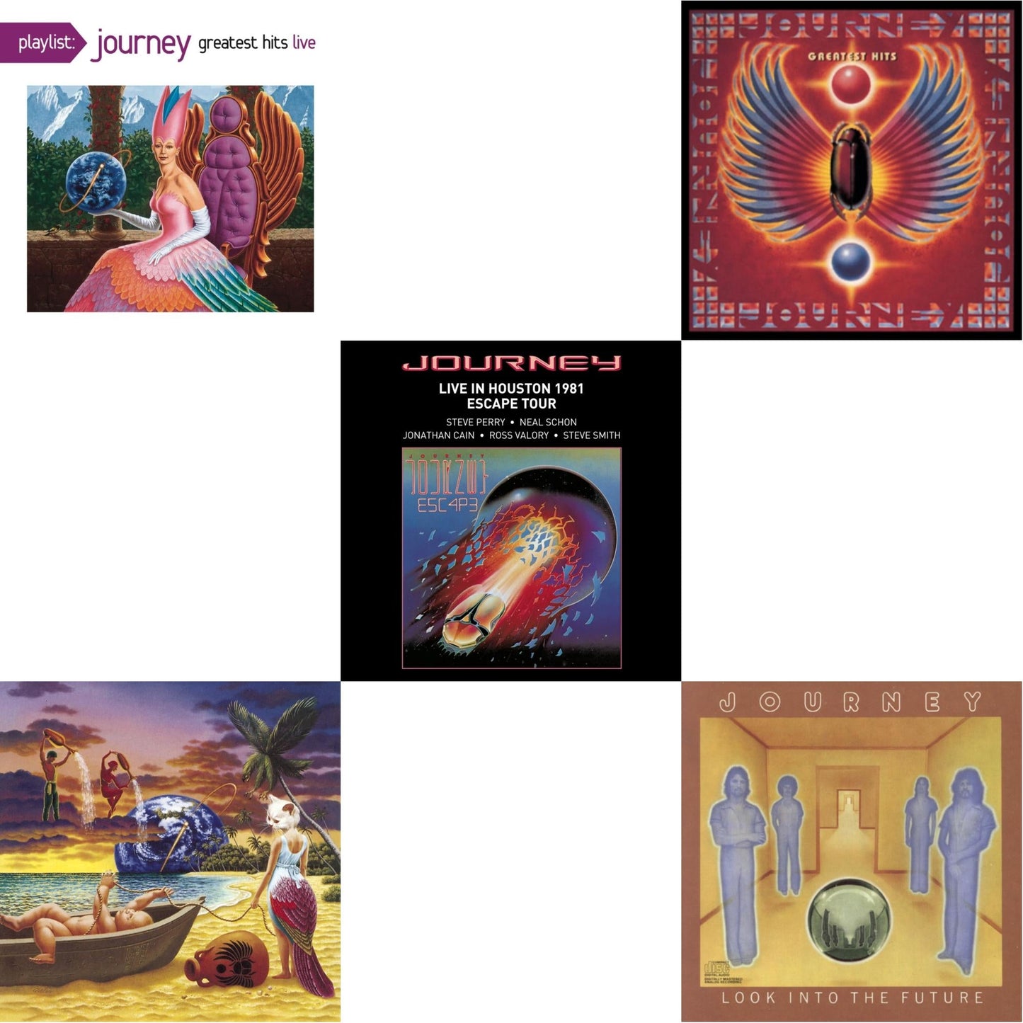 Journey - Greatest Hits & Look Into The Future & Trial By Fire & Playlist: Journey Greatest Hits Live & Live In Houston 1981: The Escape Tour - CD Bundle