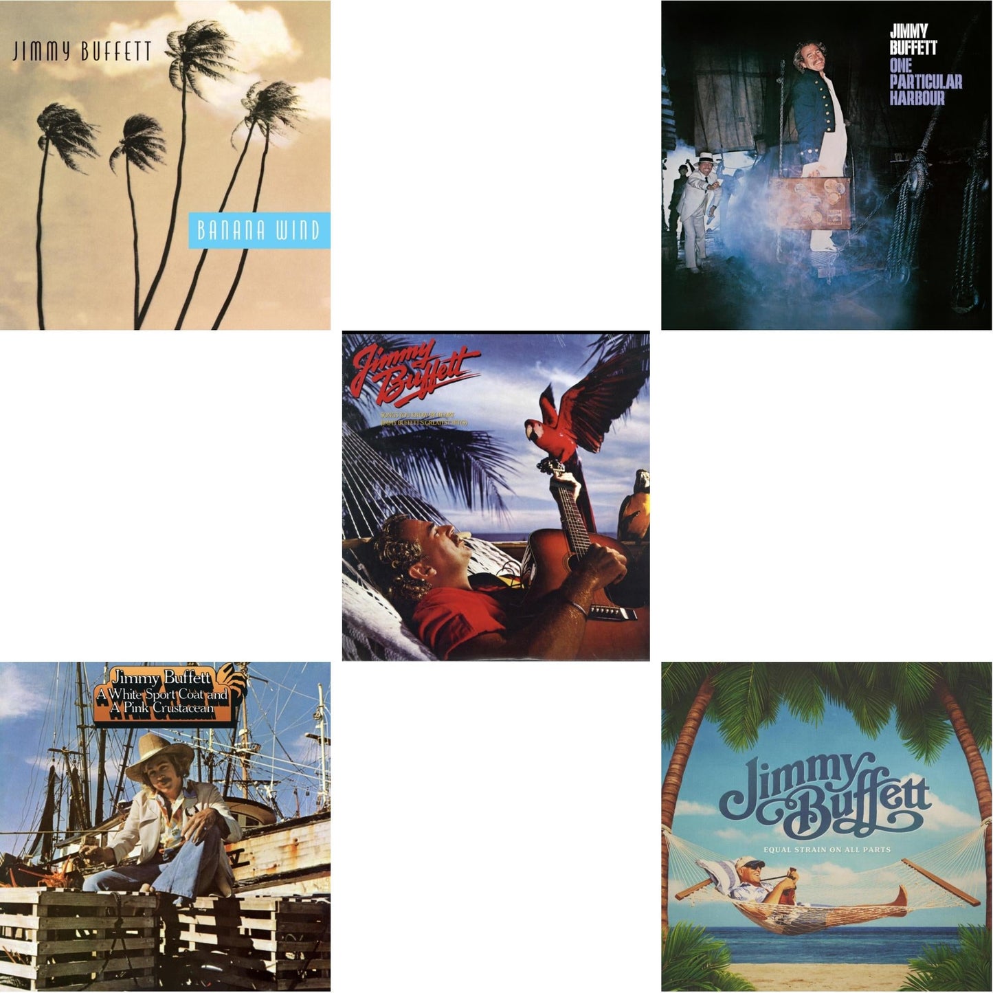 This is a 5 LP Vinyl SKU bundle.
1.This LP Vinyl is brand new.Format: LP VinylMusic Style: Rock & RollThis item's title is: Equal Strain On All Parts (Electric Blue Vinyl/2LP)Artist: Jimmy BuffettLabel: Sun (9)Barcode: 015047810161Release Date: 5/3/2024
2.This LP Vinyl is brand new.