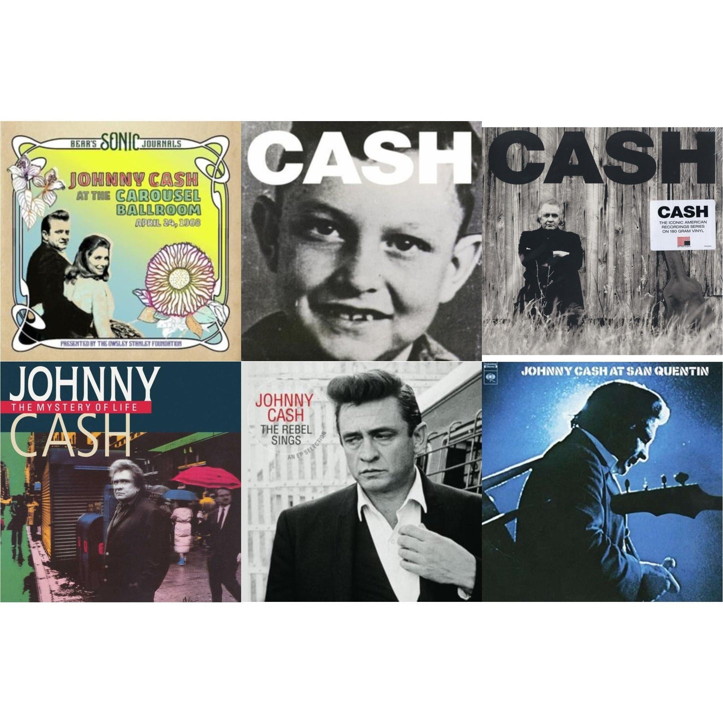 Bear's Sonic Journals: Johnny Cash, At The Carousel Ballroom, April 24, 1968 (2LP) & American Vi: Ain't No Grave & American Ii: Unchained (180G) & Mystery Of Life & Rebel Sings (Crystal Clear & Solid Silver LP Vinyl) & At San Quentin