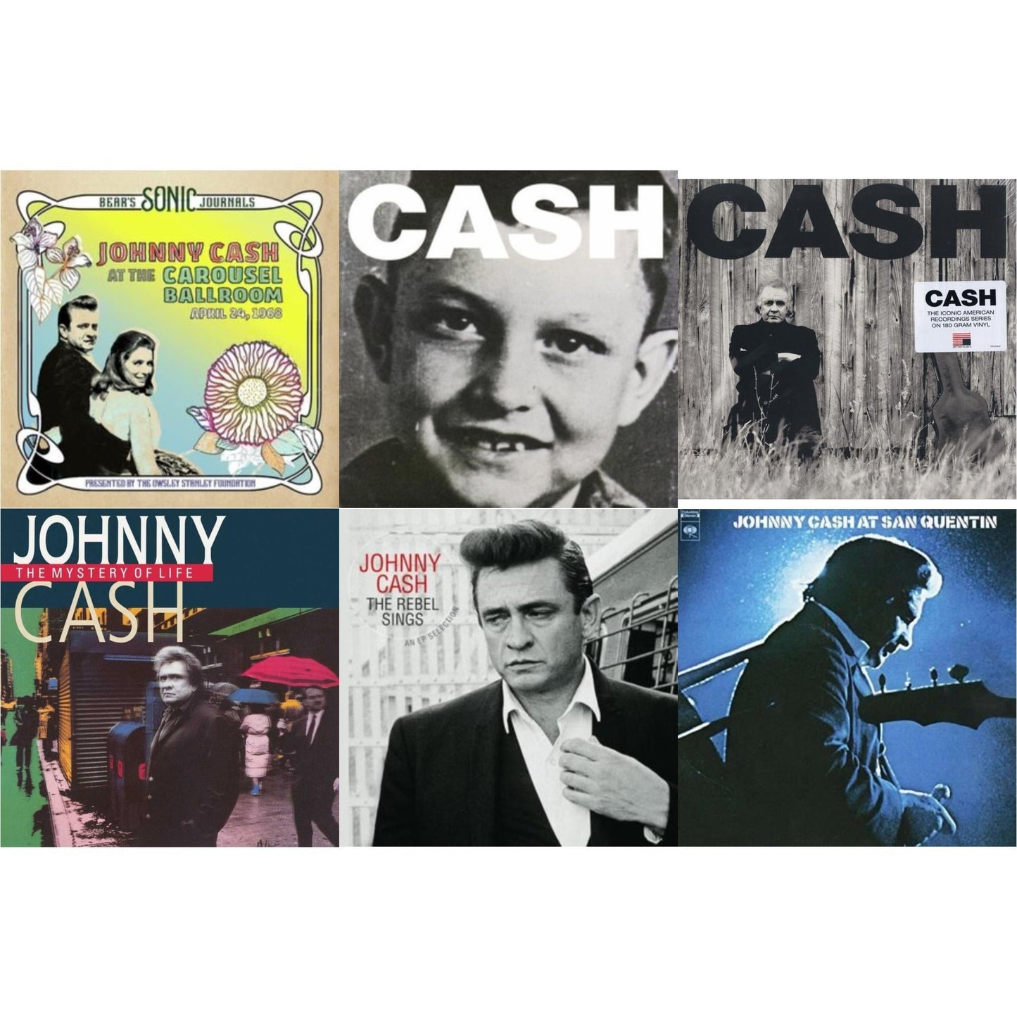 Bear's Sonic Journals: Johnny Cash, At The Carousel Ballroom, April 24, 1968 (2LP) & American Vi: Ain't No Grave & American Ii: Unchained (180G) & Mystery Of Life & Rebel Sings (Crystal Clear & Solid Silver LP Vinyl) & At San Quentin
