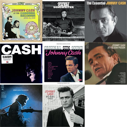 Johnny Cash - At Folsom Prison & At San Quentin & Bear's Sonic Journals: Johnny Cash, At The Carousel Ballroom, April 24, 1968 (2LP) & Original Sun Sound Of Johnny Cash & Songwriter & American Iv: The Man Comes Around & Rebel Sings (Crystal Clear &