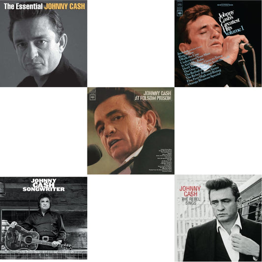 At Folsom Prison & Greatest Hits, Volume 1 & Songwriter & Rebel Sings (Crystal Clear & Solid Silver LP Vinyl) & Essential Johnny Cash