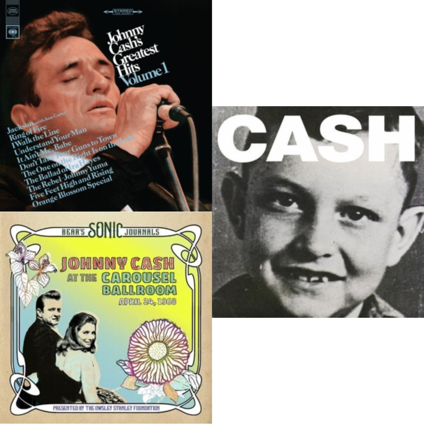 Greatest Hits, Volume 1 & Bear's Sonic Journals: Johnny Cash, At The Carousel Ballroom, April 24, 1968 (2LP) & American Vi: Ain't No Grave