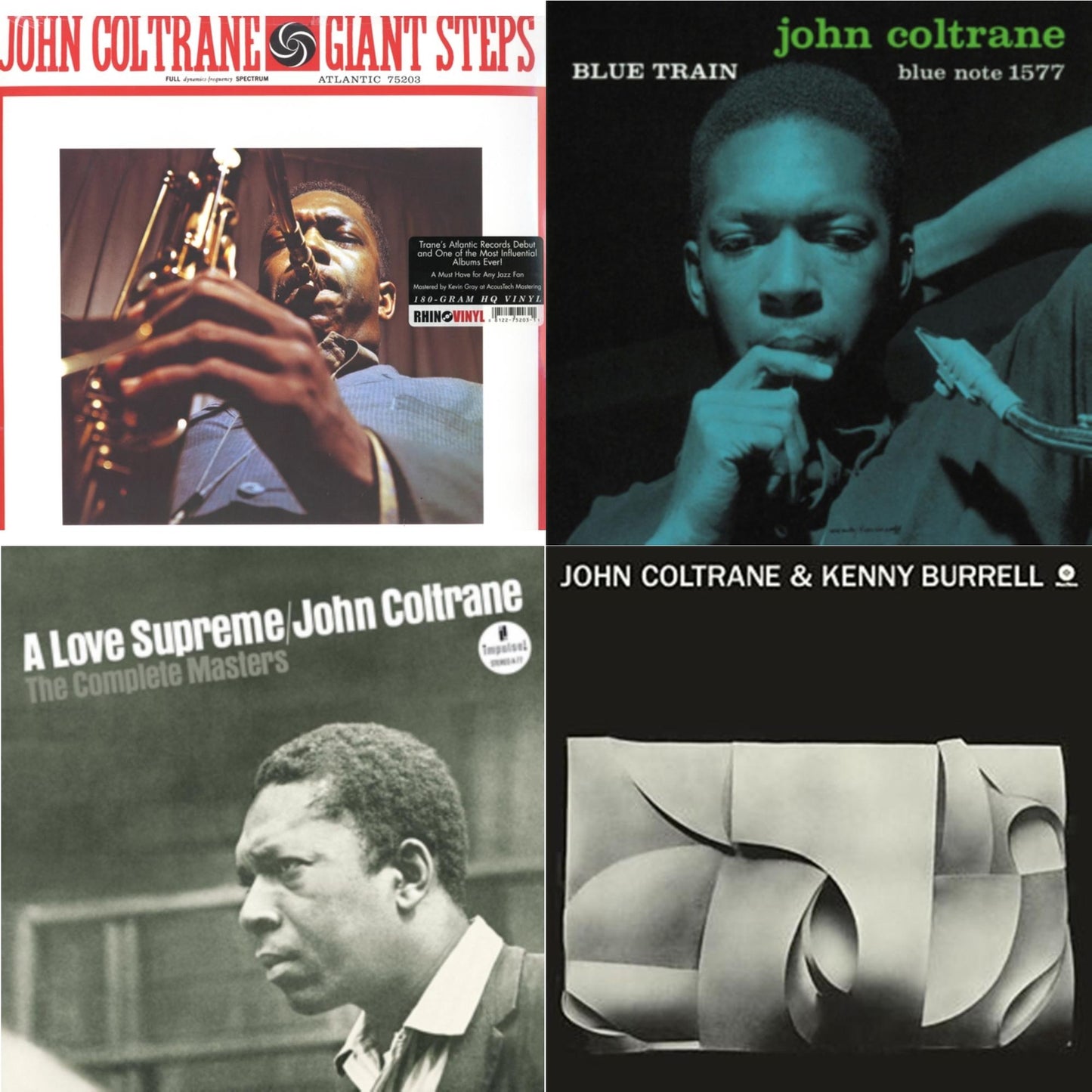 This is a 4 LP Vinyl SKU bundle.
1.This LP Vinyl is brand new.Format: LP VinylMusic Style: Hard BopThis item's title is: Giant StepsArtist: John ColtraneLabel: ATLANTIC CATALOG GROUPBarcode: 081227520311Release Date: 11/4/2003
2.This LP Vinyl is brand new.