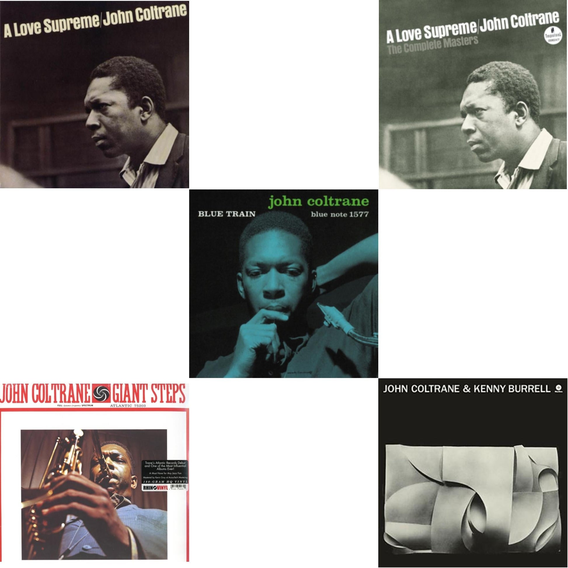 This is a 5 LP Vinyl SKU bundle.
1.This LP Vinyl is brand new.Format: LP VinylMusic Style: Free JazzThis item's title is: Love SupremeArtist: John ColtraneLabel: IMPULSEBarcode: 011105015516Release Date: 6/20/1995
2.This LP Vinyl is brand new.