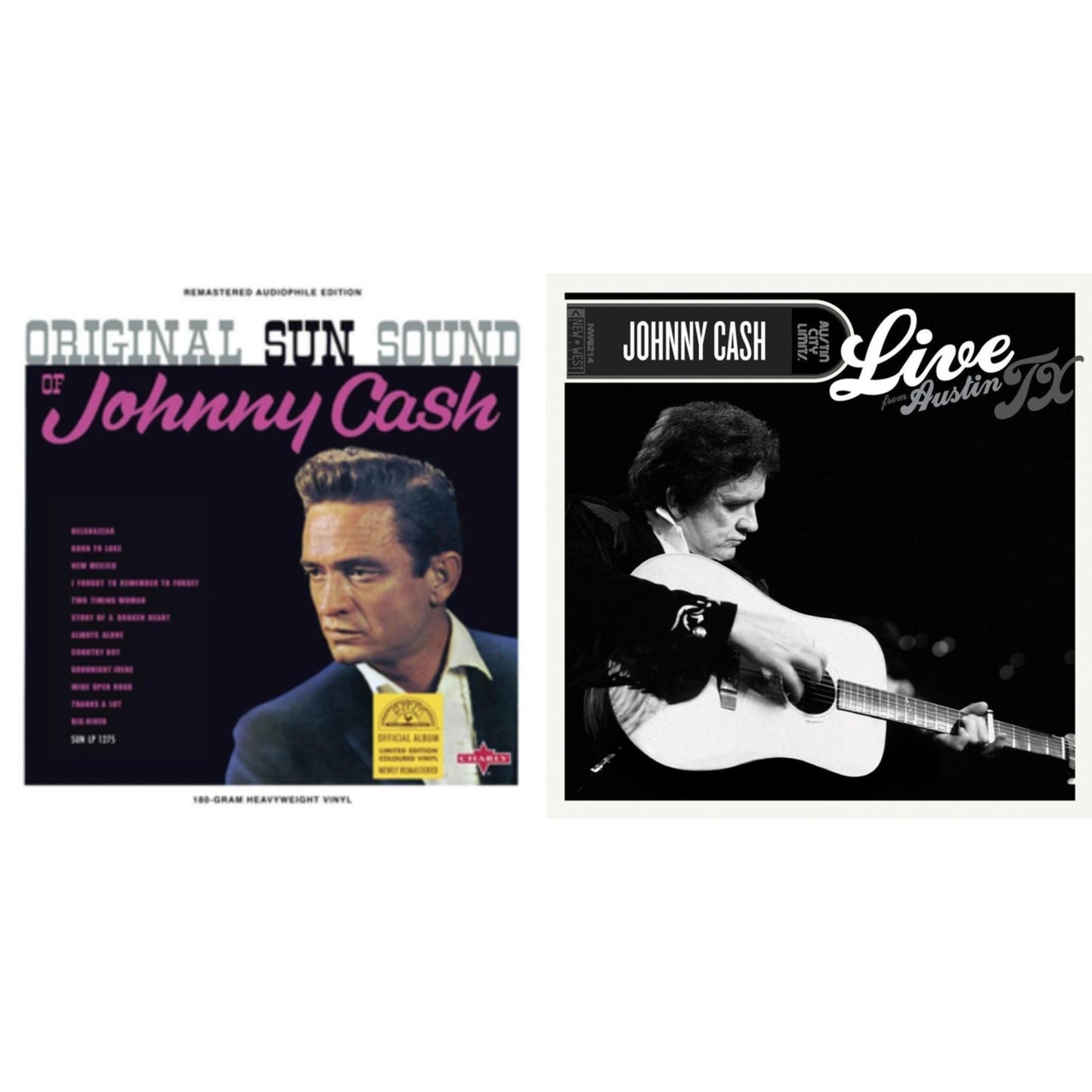 Original Sun Sound Of Johnny Cash (Translucent Violet LP Vinyl) & Live From Austin, Tx (Green & Black Marble LP Vinyl/50Th Anniversary)