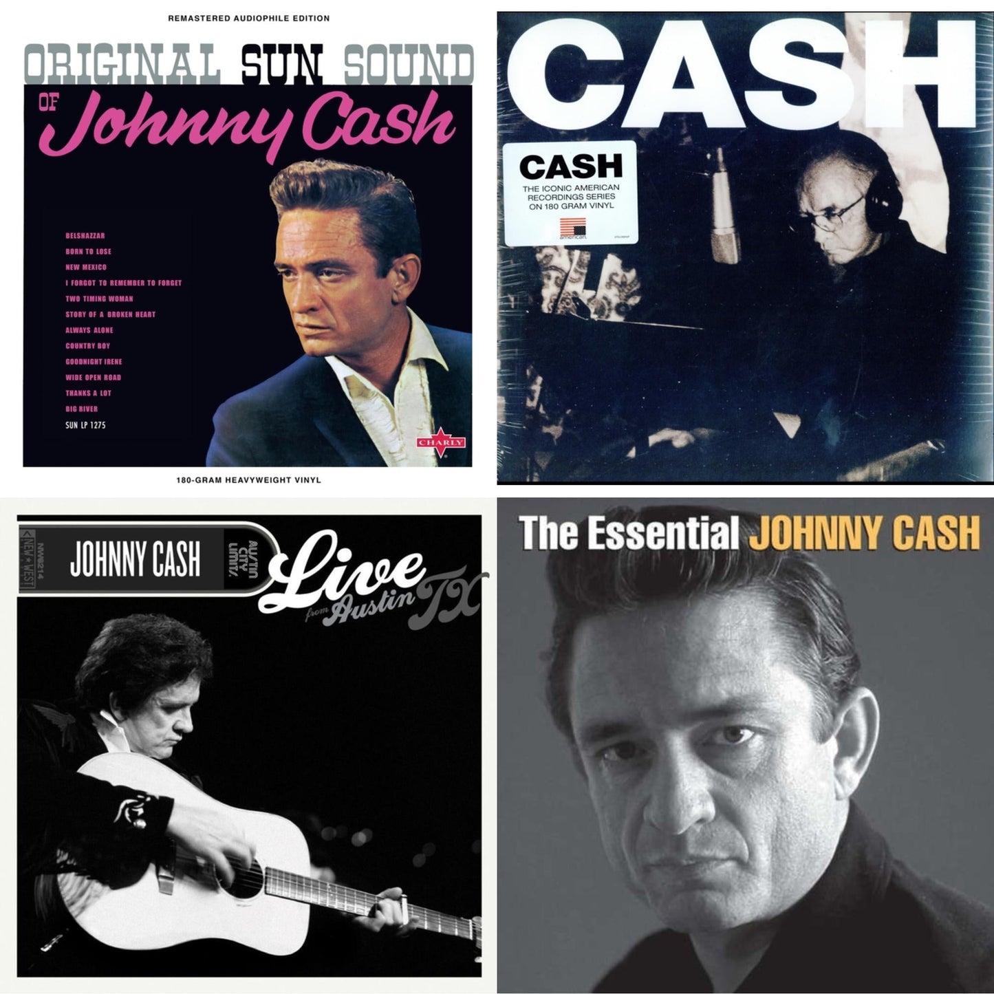 Original Sun Sound Of Johnny Cash & American V: A Hundered Ways & Live From Austin, Tx (Green & Black Marble LP Vinyl/50Th Anniversary) & Essential Johnny Cash