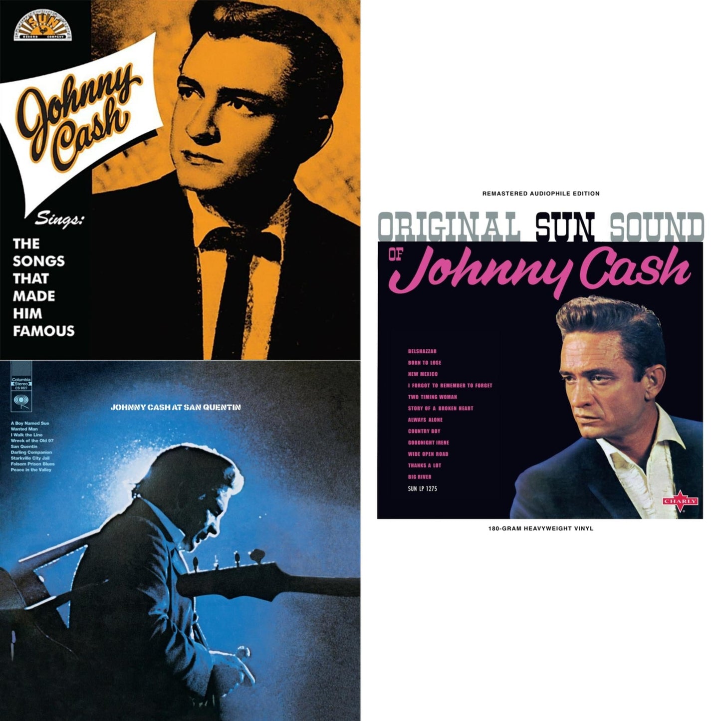 Sings The Songs That Made Him Famous (Remastered 2023) (Tangerine LP Vinyl) & At San Quentin & Original Sun Sound Of Johnny Cash