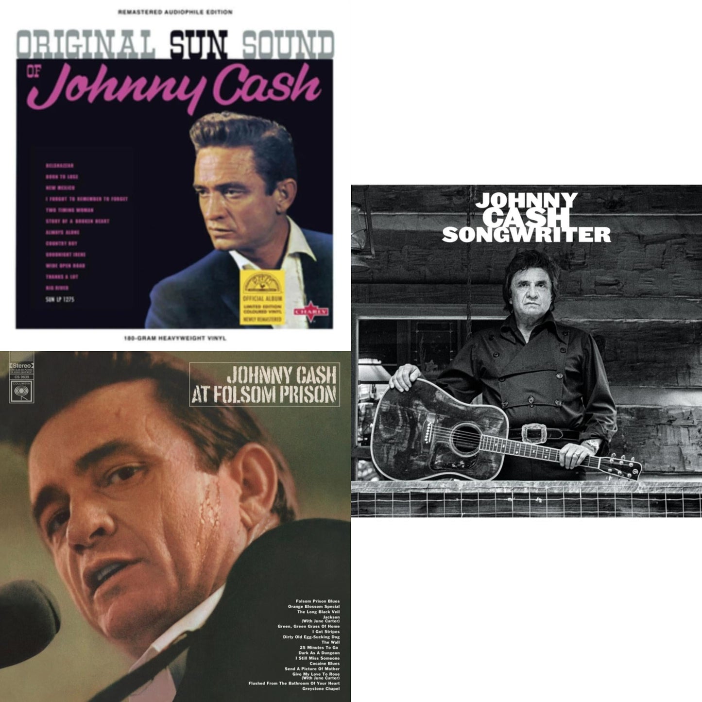 Original Sun Sound Of Johnny Cash (Translucent Violet LP Vinyl) & At Folsom Prison & Songwriter
