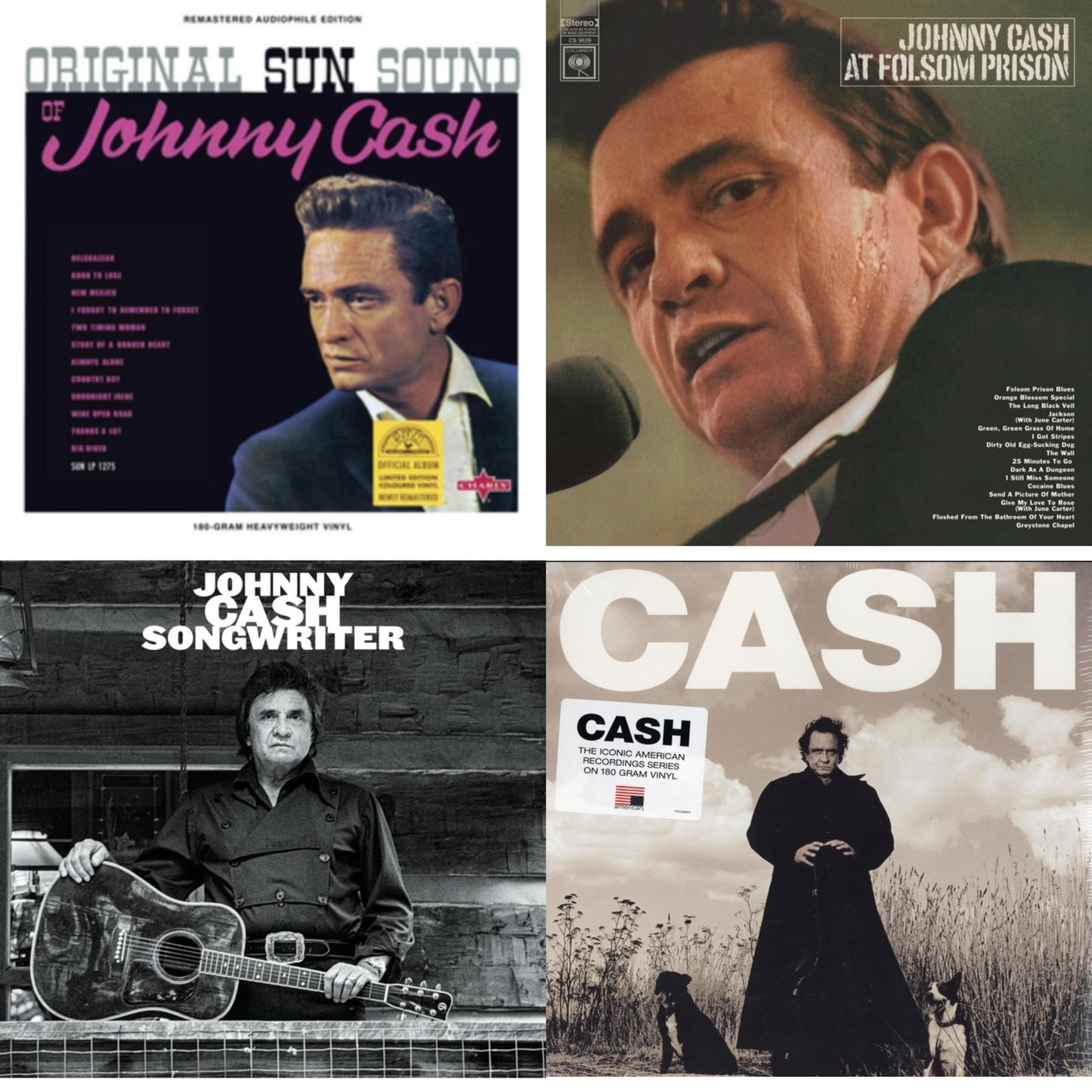 Original Sun Sound Of Johnny Cash (Translucent Violet LP Vinyl) & At Folsom Prison & Songwriter & American Recordings