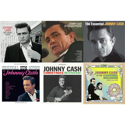 Johnny Cash - At Folsom Prison & Bear's Sonic Journals: Johnny Cash, At The Carousel Ballroom, April 24, 1968 (2LP) & Original Sun Sound Of Johnny Cash & Rebel Sings (Crystal Clear & Solid Silver LP Vinyl) & Essential Johnny Cash & Christmas: