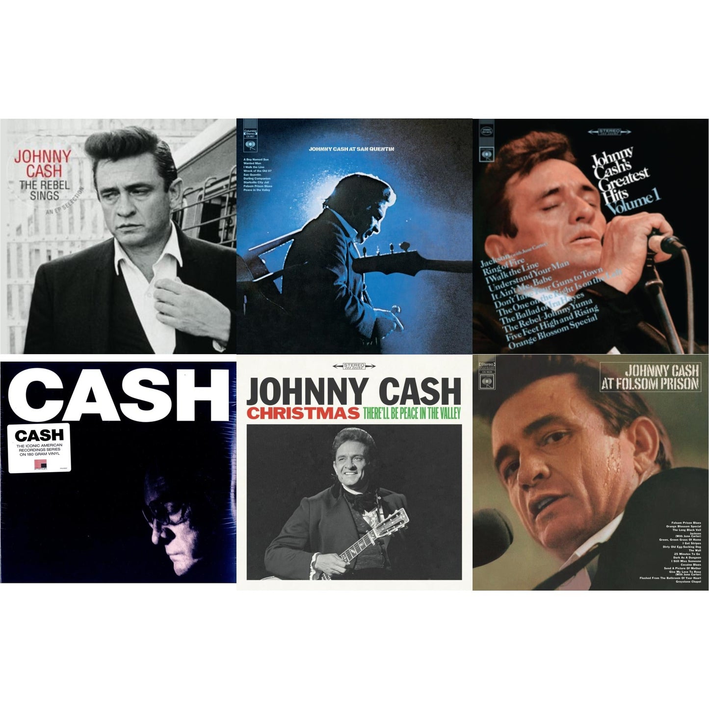 This is a 6 LP Vinyl SKU bundle.
1.This LP Vinyl is brand new.Format: LP VinylMusic Style: CountryThis item's title is: At Folsom PrisonArtist: Johnny CashLabel: LEGACYBarcode: 194397640113Release Date: 8/7/2020
2.This LP Vinyl is brand new.