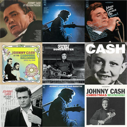 At Folsom Prison & At San Quentin & Greatest Hits, Volume 1 & Bear's Sonic Journals: Johnny Cash, At The Carousel Ballroom, April 24, 1968 (2LP) & Songwriter & American Vi: Ain't No Grave & Rebel Sings (Crystal Clear & Solid Silver LP Vinyl)
