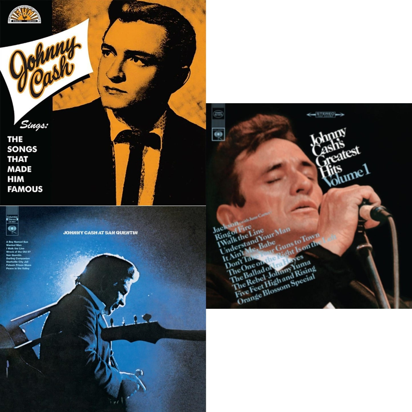 Sings The Songs That Made Him Famous (Remastered 2023) (Tangerine LP Vinyl) & At San Quentin & Greatest Hits, Volume 1