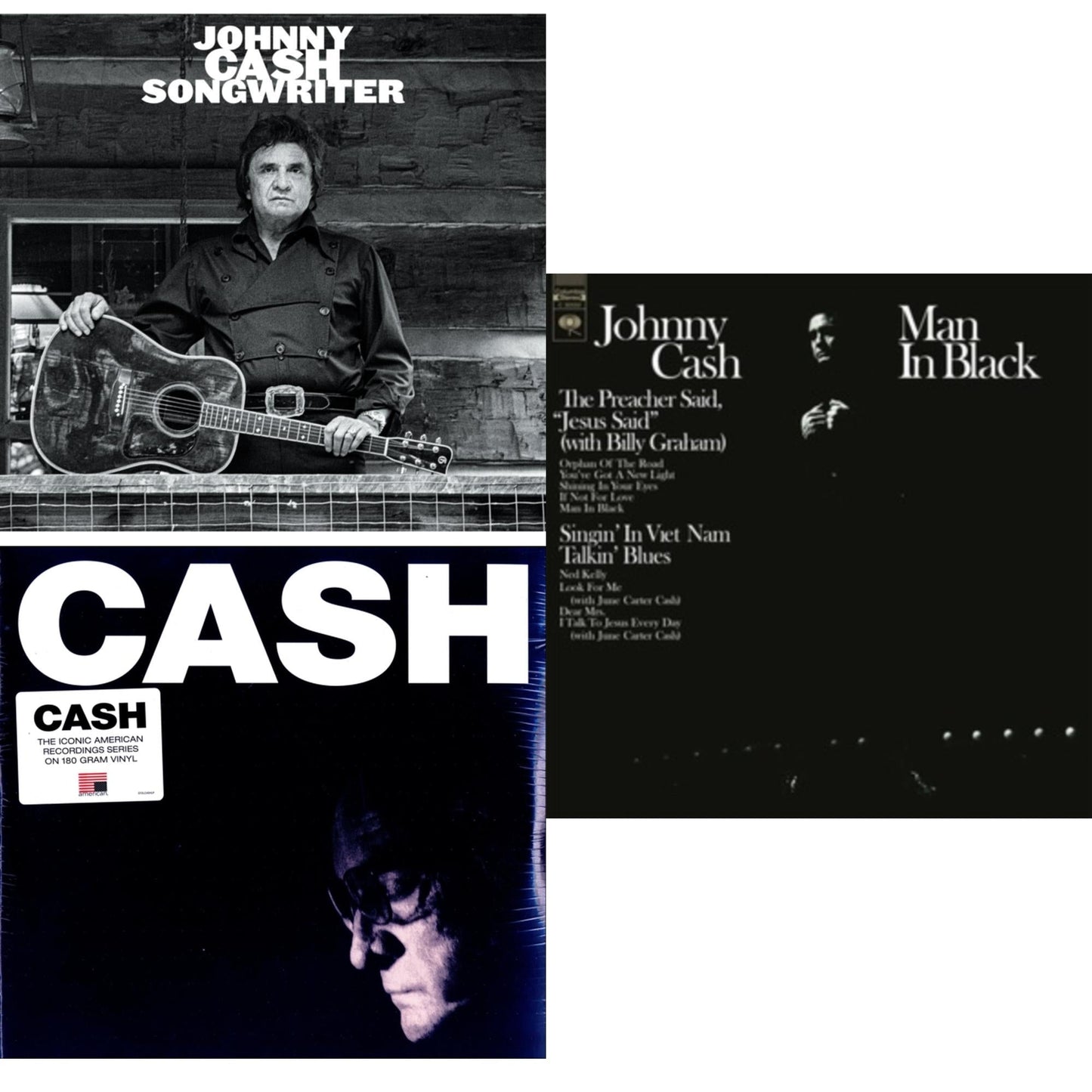 This is a 3 LP Vinyl SKU bundle.
1.This LP Vinyl is brand new.Format: LP VinylThis item's title is: SongwriterArtist: Johnny CashBarcode: 602458828764Release Date: 6/28/2024
2.This LP Vinyl is brand new.