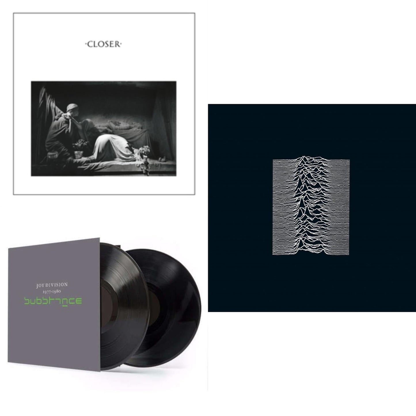 This is a 3 LP Vinyl SKU bundle.
1.This LP Vinyl is brand new.Format: LP VinylMusic Style: New WaveThis item's title is: Unknown PleasuresArtist: Joy DivisionLabel: RHINO/WARNER BROS.Barcode: 825646183906Release Date: 6/29/2015
2.This LP Vinyl is brand new.