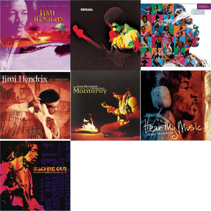 Jimi Hendrix - First Rays Of The New Rising Sun (2LP/150G) & Band Of Gypsys (180G/50Th Anniversary/Booklet/Images/Essay By John Mcdermott/Poster) & Blues (2LP/180G/Gatefold) & Live At Woodstock & Live At Monterey (180G) & Hear My Music (2LP/Gatefold)