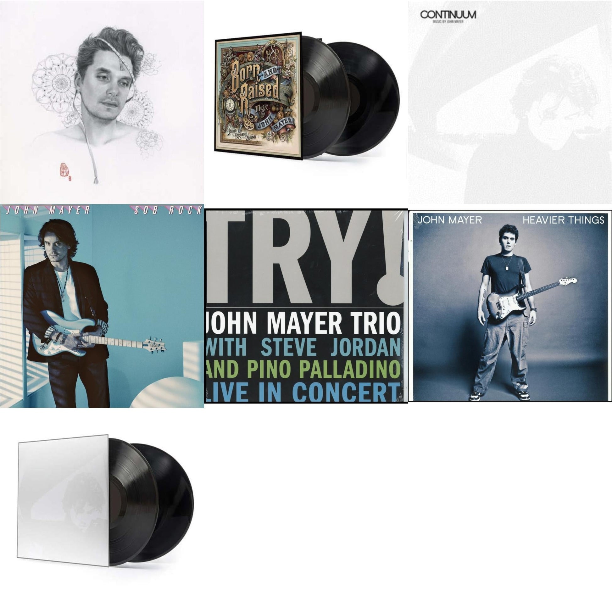 This is a 7 LP Vinyl SKU bundle.
1.This LP Vinyl is brand new.Format: LP VinylMusic Style: Indie PopThis item's title is: Sob Rock (180G)Artist: John MayerLabel: COLUMBIABarcode: 194398823515Release Date: 7/16/2021
2.This LP Vinyl is brand new.