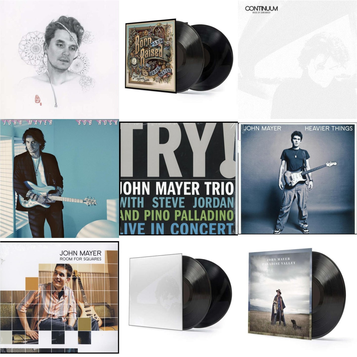 This is a 9 LP Vinyl SKU bundle.
1.This LP Vinyl is brand new.Format: LP VinylMusic Style: Indie PopThis item's title is: Sob Rock (180G)Artist: John MayerLabel: COLUMBIABarcode: 194398823515Release Date: 7/16/2021
2.This LP Vinyl is brand new.