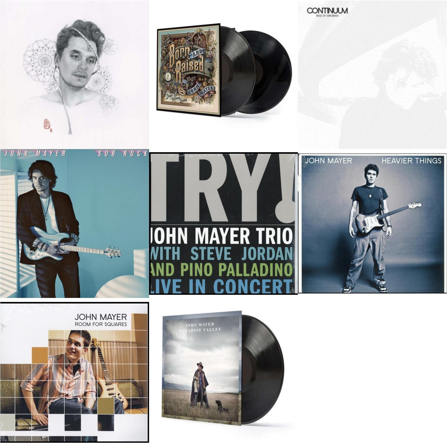 This is a 8 LP Vinyl SKU bundle.
1.This LP Vinyl is brand new.Format: LP VinylMusic Style: Indie PopThis item's title is: Sob Rock (180G)Artist: John MayerLabel: COLUMBIABarcode: 194398823515Release Date: 7/16/2021
2.This LP Vinyl is brand new.
