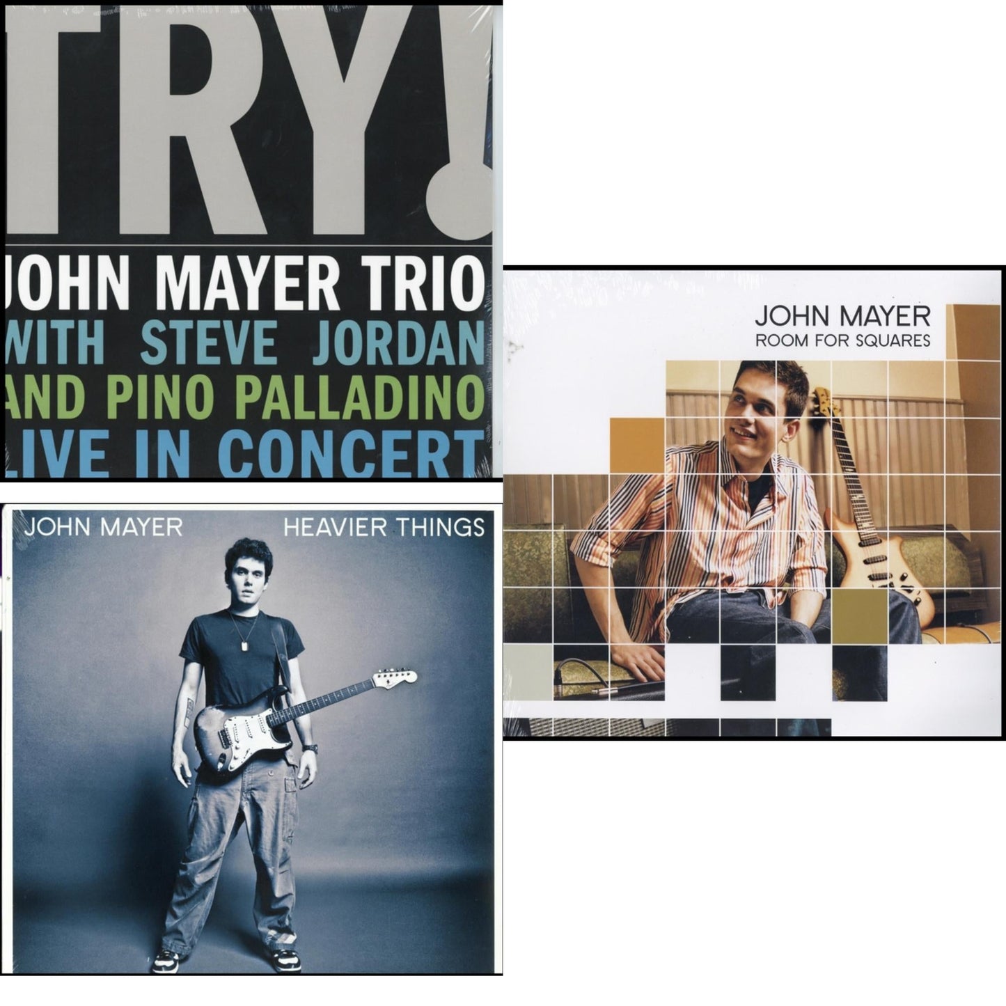 John Mayer - Room For Squares & Try: Live In Concert & Heavier Things (180G) - LP Vinyl Bundle