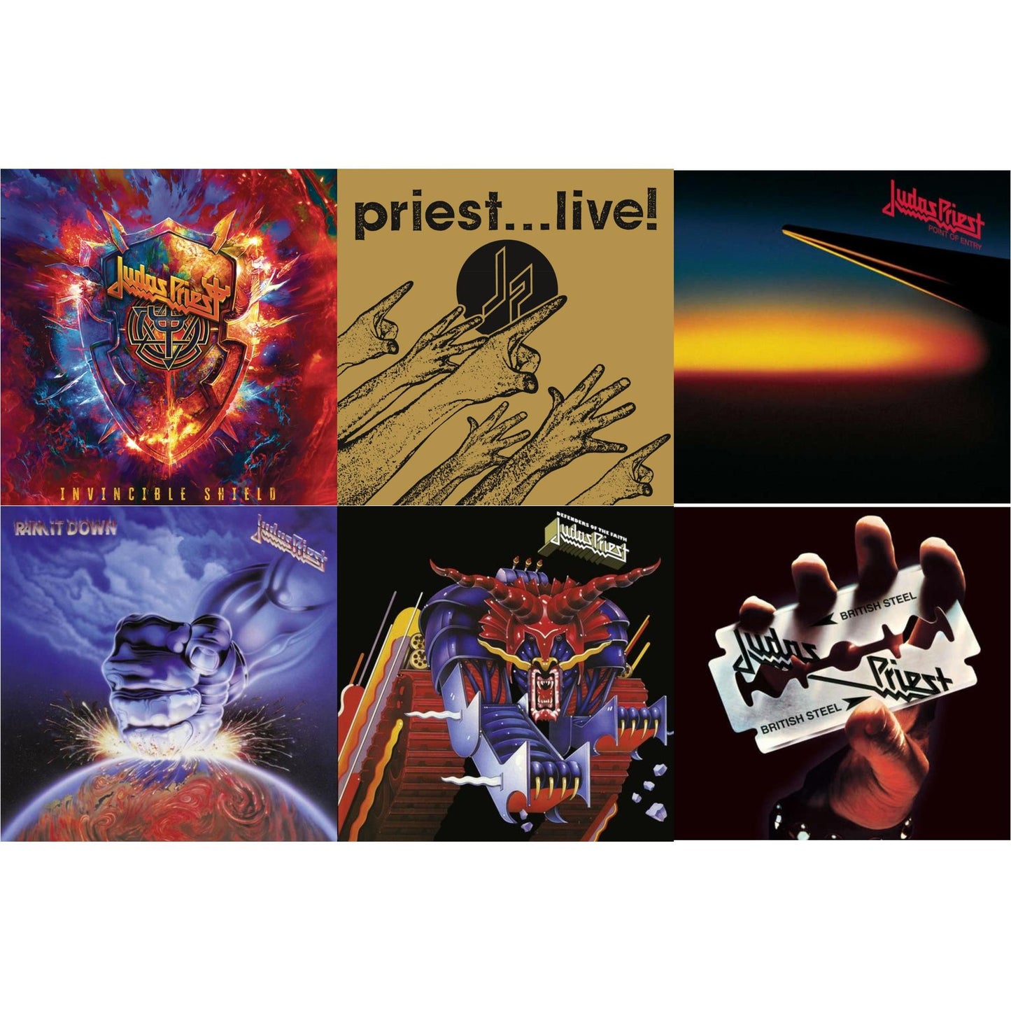 Invincible Shield (2LP) & Priest... Live! (2 LP/180G/Dl Code) & Point Of Entry (180G/Dl Card) & Ram It Down (180G/Dl Code) & Defenders Of The Faith (180G/Dl Code) & British Steel (180G)(Dl Code)