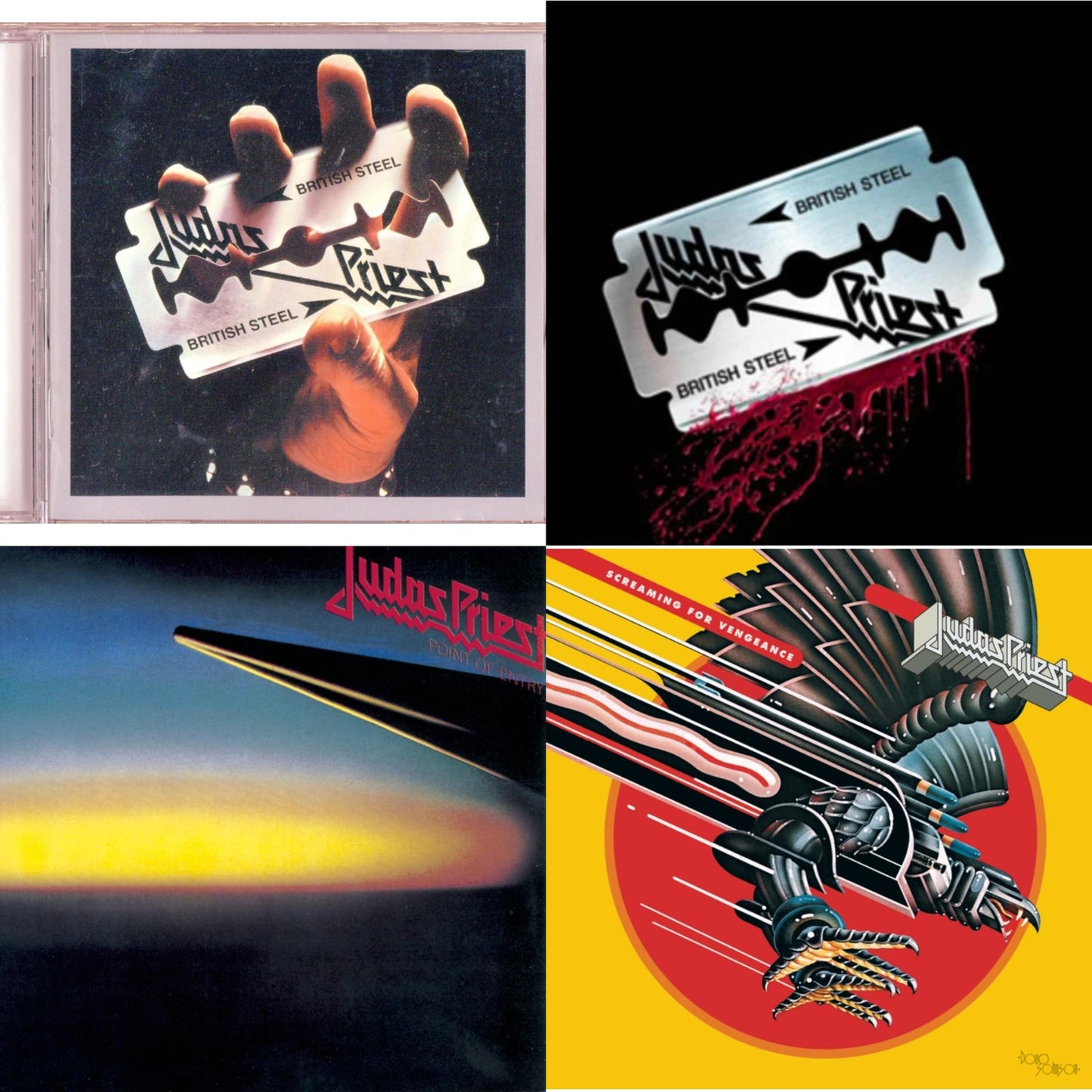 This is a 4 CD SKU bundle.
1.This CD is brand new.Format: CDMusic Style: Heavy MetalThis item's title is: British SteelArtist: Judas PriestLabel: LEGACYBarcode: 696998575226Release Date: 5/29/2001
2.This CD is brand new.