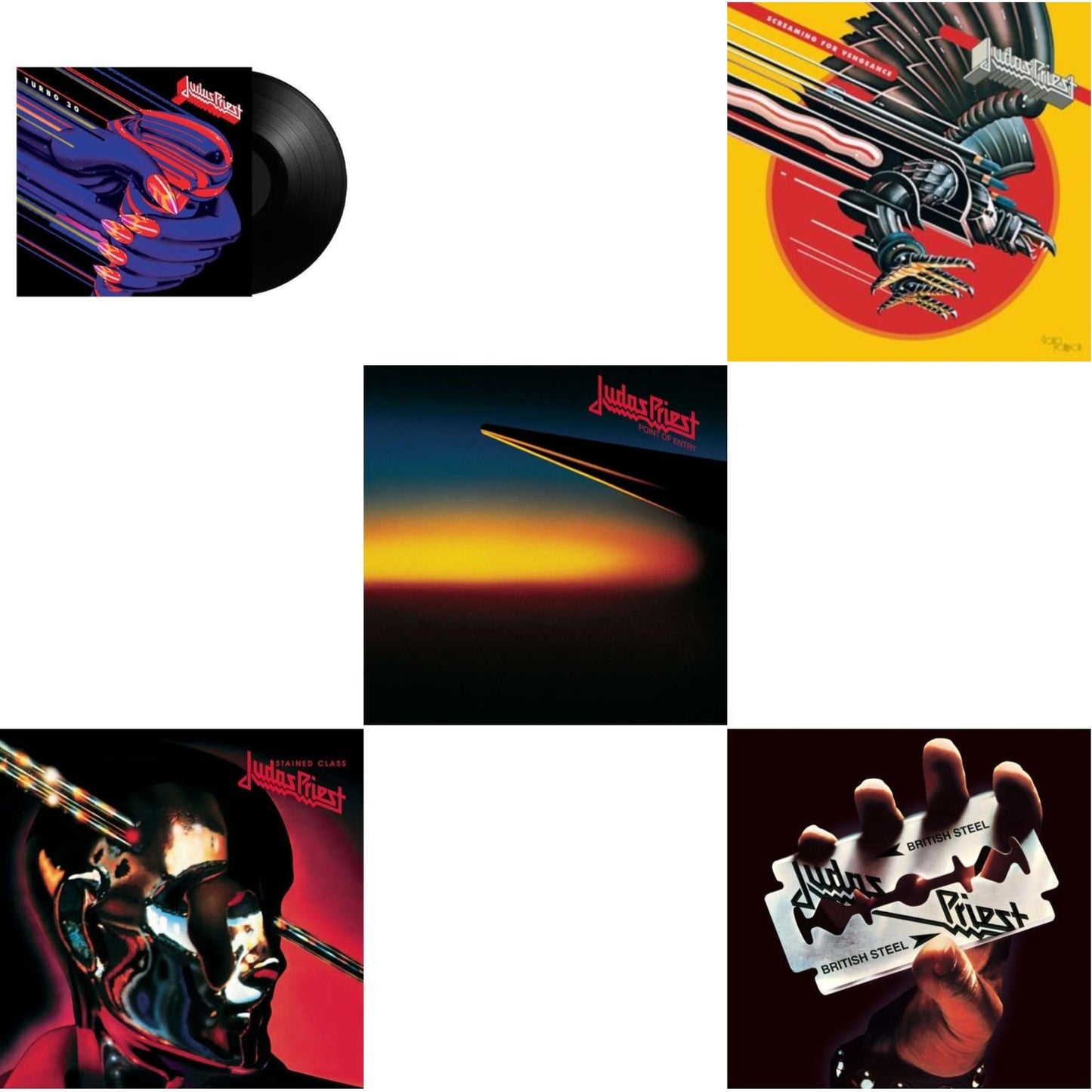 Turbo 30 (150G) & Stained Class (180G/Dl Card) & Point Of Entry (180G/Dl Card) & Screaming For Vengeance (180G/Dl Card) & British Steel (180G)(Dl Code)