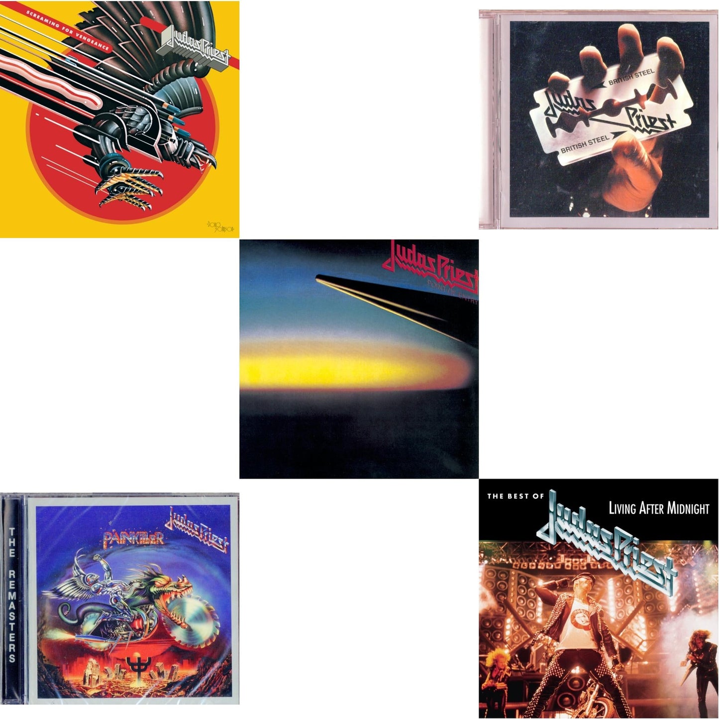 This is a 5 CD SKU bundle.
1.This CD is brand new.Format: CDMusic Style: BreaksThis item's title is: Best Of Judas Priest: Living After MidnightArtist: Judas PriestLabel: LEGACYBarcode: 074646518021Release Date: 2/3/1998
2.This CD is brand new.