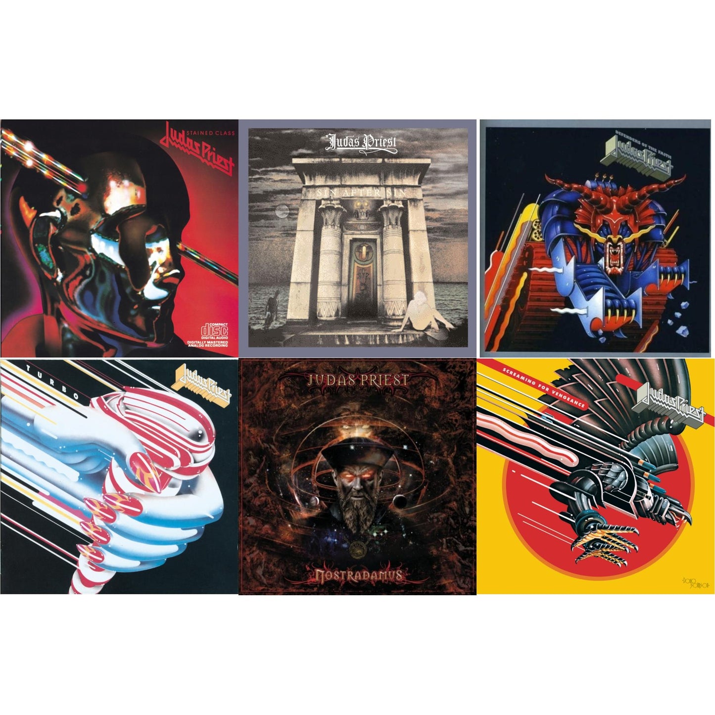 Defenders Of The Faith & Nostradamus & Stained Class & Turbo & Screaming For Vengeance & Sin After Sin