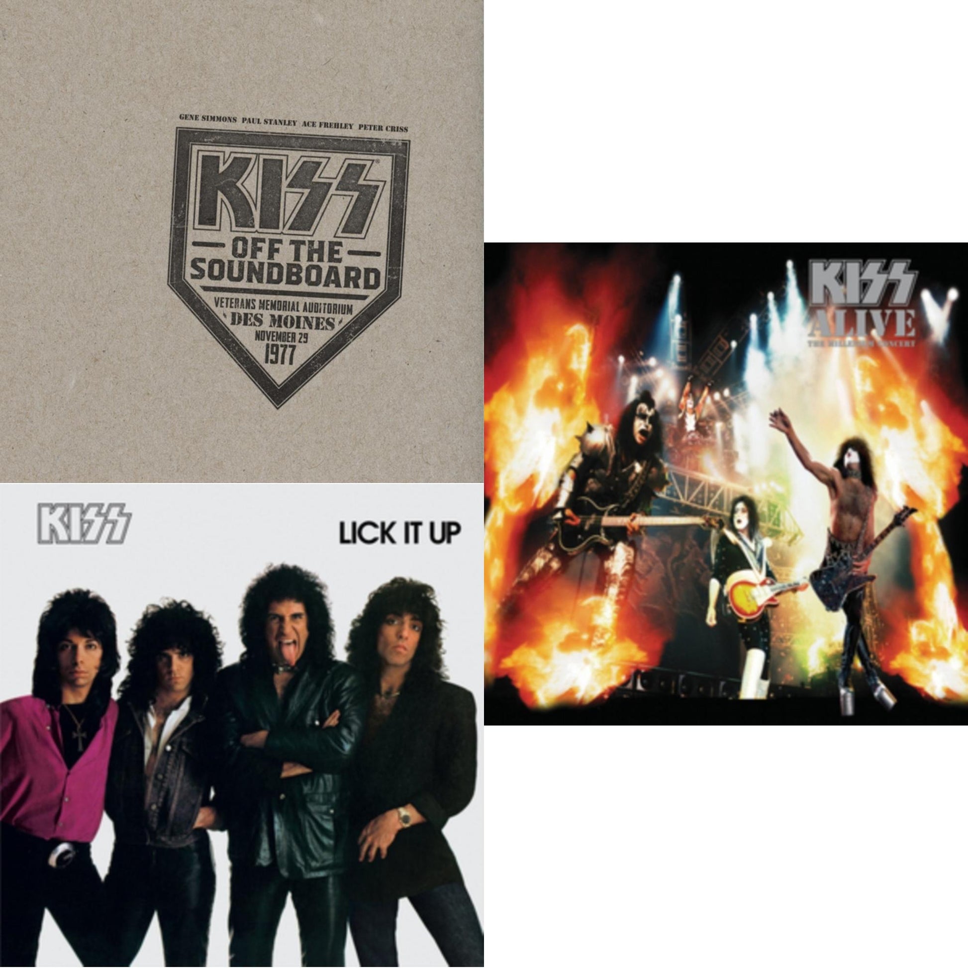 This is a 3 LP Vinyl SKU bundle.
1.This LP Vinyl is brand new.Format: LP VinylMusic Style: DroneThis item's title is: Kiss Off The Soundboard: Live In Des Moines (2LP)Artist: KissLabel: UMEBarcode: 602445825578Release Date: 9/9/2022
2.This LP Vinyl is brand new.