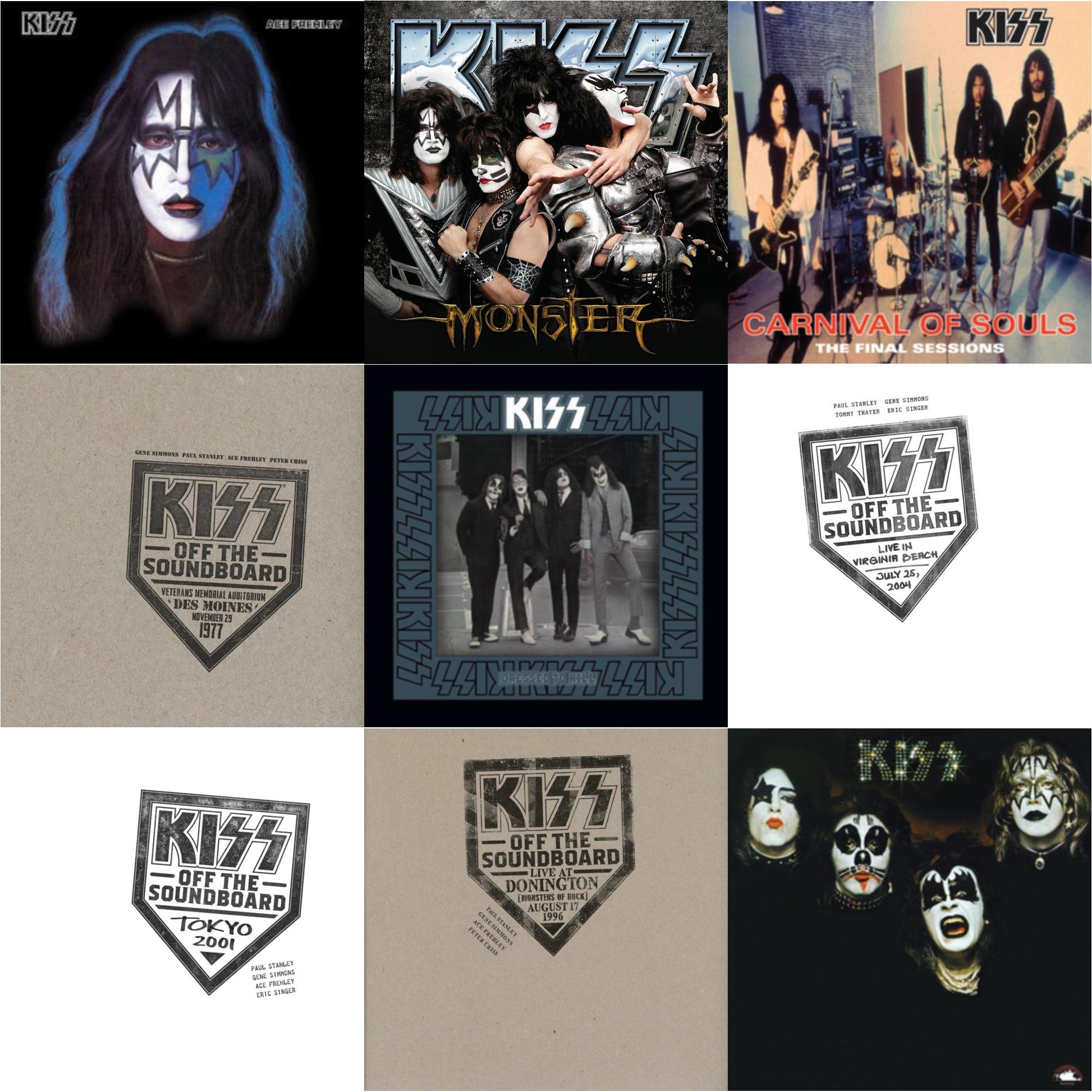 This is a 9 LP Vinyl SKU bundle.
1.This LP Vinyl is brand new.Format: LP VinylMusic Style: Hard RockThis item's title is: Kiss Off The Soundboard: Tokyo 2001 (3LP)Artist: KissLabel: UMEBarcode: 602435345574Release Date: 6/11/2021
2.This LP Vinyl is brand new.