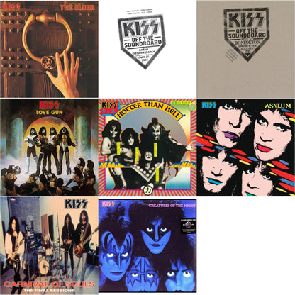 Music From The Elder (Half-Speed Master/Clear LP Vinyl/180G) & Kiss Off The Soundboard: Live In Virginia Beach (3LP) & Kiss Off The Soundboard: Donington 1996 (Live) (3LP) & Love Gun (Tangerine/Aqua Splatter LP Vinyl) & Hotter Than Hell & Asylum
