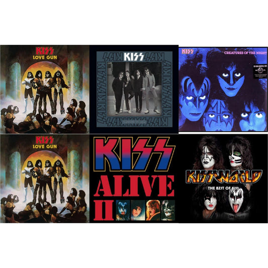 Love Gun (Tangerine/Aqua Splatter LP Vinyl) & Dressed To Kill & Creatures Of Night & Love Gun & Alive Ii & Kissworld - The Best Of Kiss (2 LP)