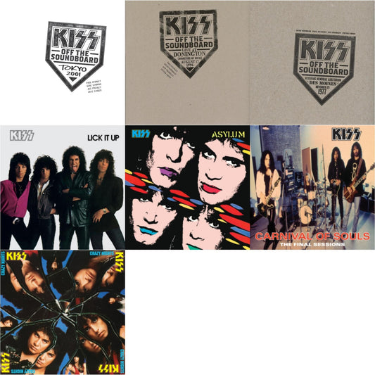 Kiss Off The Soundboard: Tokyo 2001 (3LP) & Kiss Off The Soundboard: Donington 1996 (Live) (3LP) & Kiss Off The Soundboard: Live In Des Moines (2LP) & Lick It Up & Asylum & Carnival Of Souls & Crazy Nights