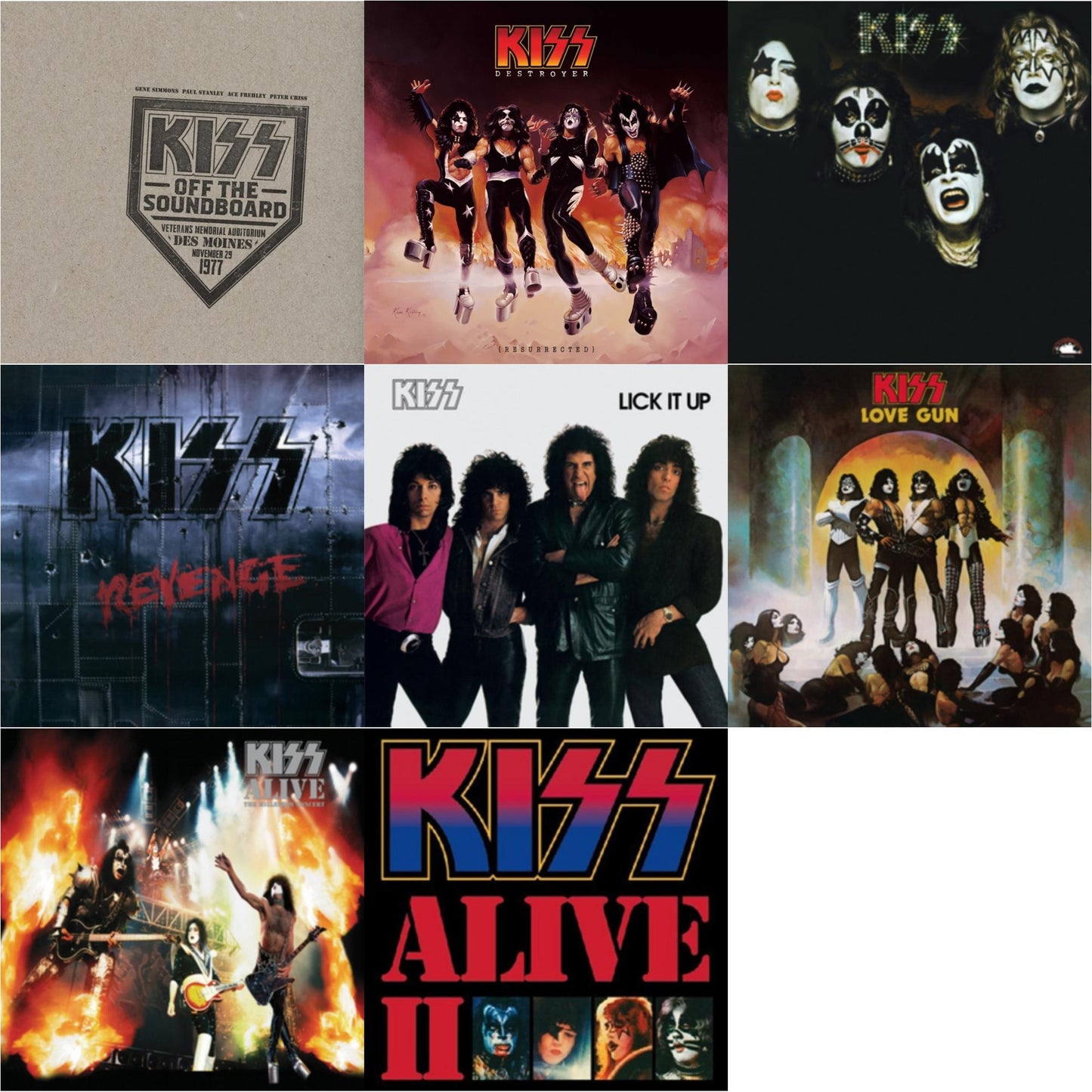 This is a 8 LP Vinyl SKU bundle.
1.This LP Vinyl is brand new.Format: LP VinylMusic Style: DroneThis item's title is: Kiss Off The Soundboard: Live In Des Moines (2LP)Artist: KissLabel: UMEBarcode: 602445825578Release Date: 9/9/2022
2.This LP Vinyl is brand new.