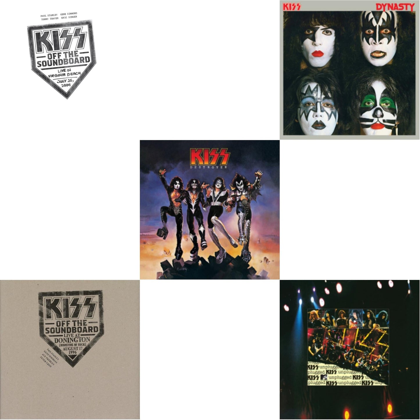 Kiss Off The Soundboard: Live In Virginia Beach (3LP) & Kiss Off The Soundboard: Donington 1996 (Live) (3LP) & Destroyer & Dynasty & Mtv Unplugged