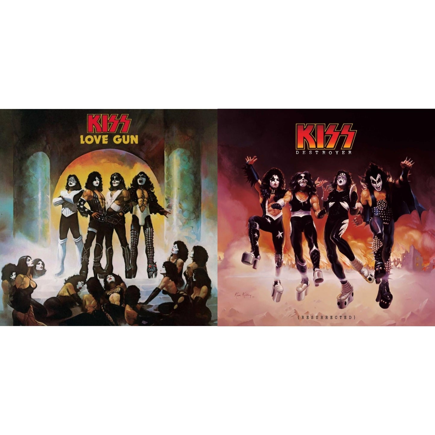 Love Gun (Tangerine/Aqua Splatter LP Vinyl) & Destroyer (Resurrected) (Translucent Orange LP Vinyl)