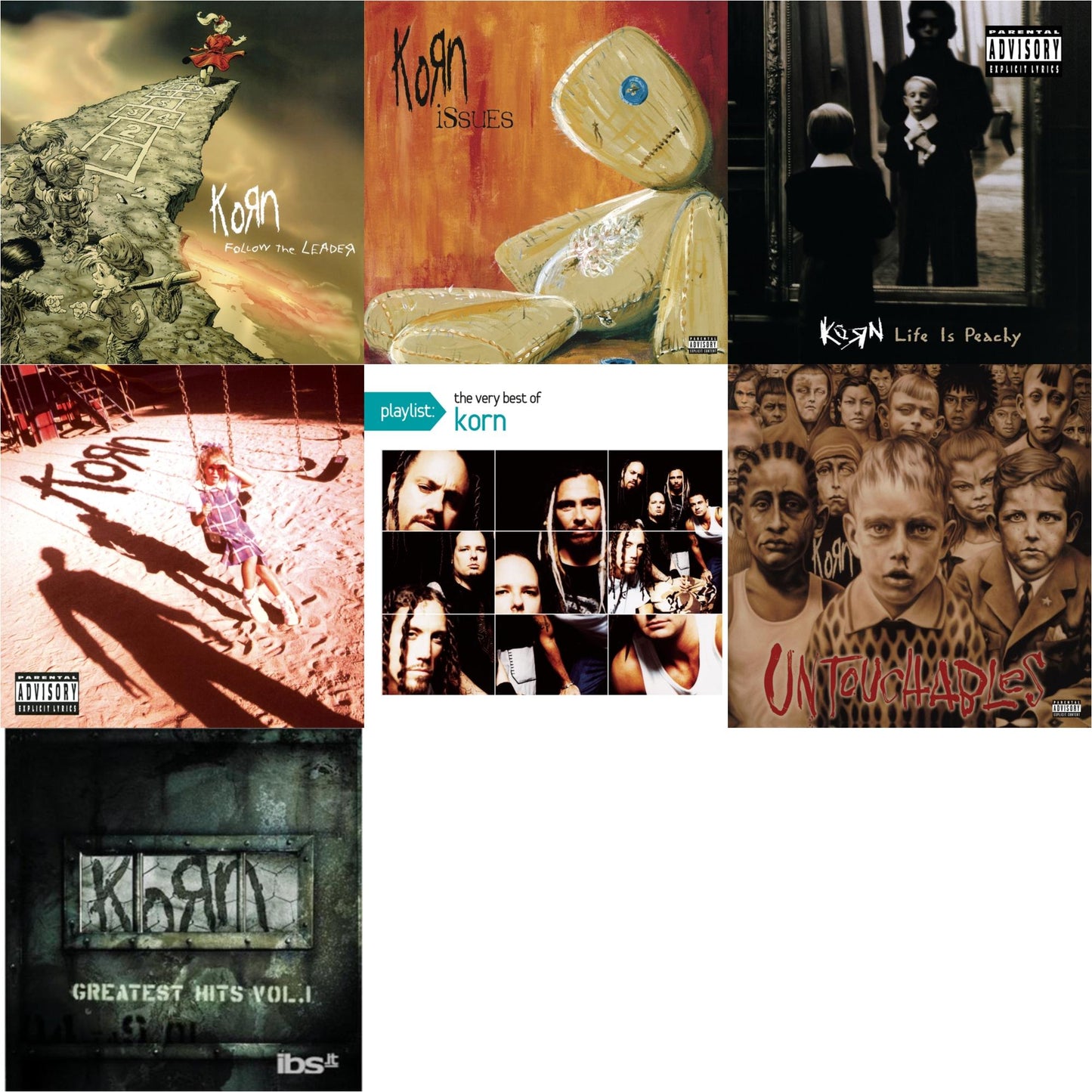 Greatest Hits Vol.1 & Life Is Peachy & Korn (Explicit) & Issues (Explicit) & Untouchables & Playlist: Very Best Of Korn & Follow The Leader