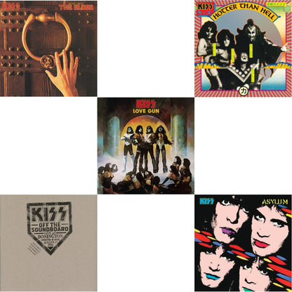 Music From The Elder (Half-Speed Master/Clear LP Vinyl/180G) & Kiss Off The Soundboard: Donington 1996 (Live) (3LP) & Love Gun (Tangerine/Aqua Splatter LP Vinyl) & Hotter Than Hell & Asylum