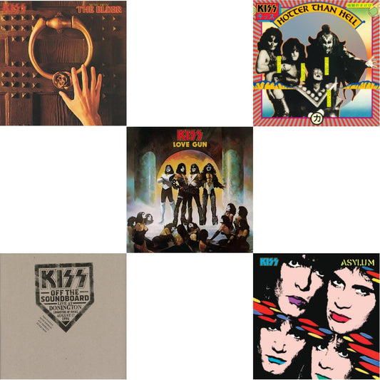 Music From The Elder (Half-Speed Master/Clear LP Vinyl/180G) & Kiss Off The Soundboard: Donington 1996 (Live) (3LP) & Love Gun (Tangerine/Aqua Splatter LP Vinyl) & Hotter Than Hell & Asylum