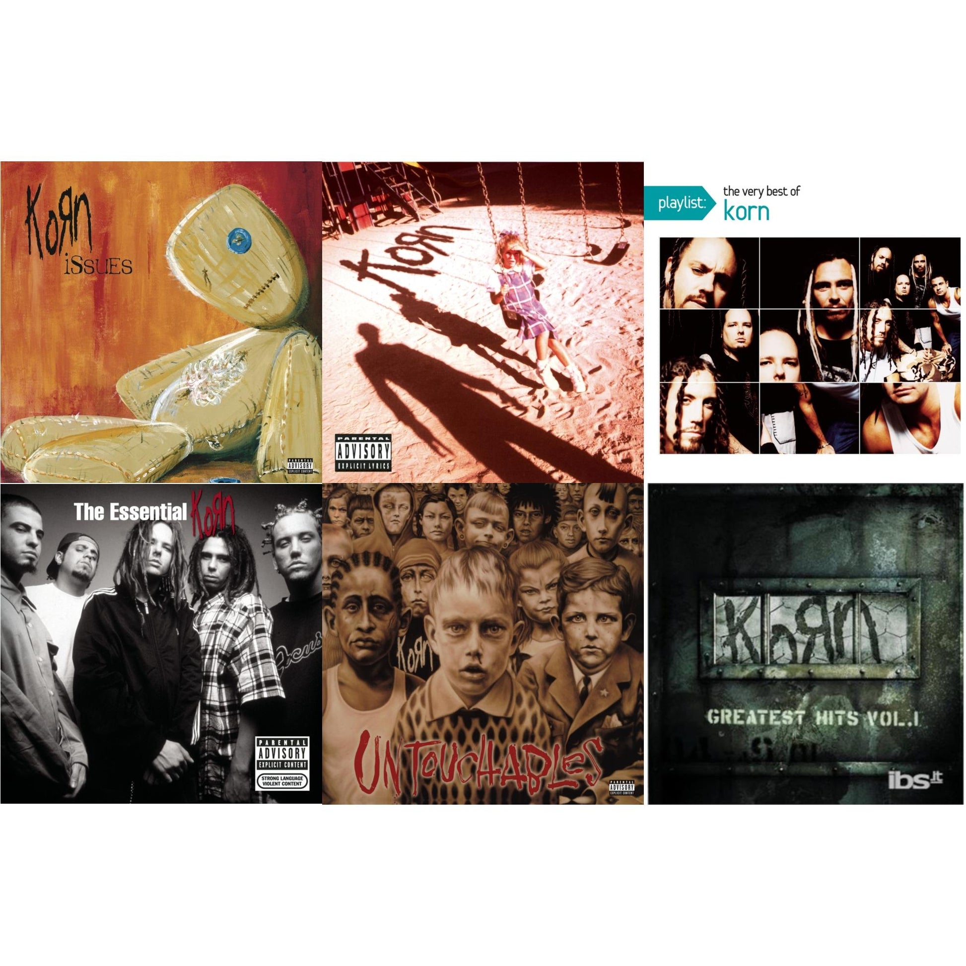 This is a 6 CD SKU bundle.
1.This CD is brand new.Format: CDMusic Style: Nu MetalThis item's title is: Issues (Explicit)Artist: KornLabel: LEGACYBarcode: 886978795427Release Date: 3/15/2011
2.This CD is brand new.